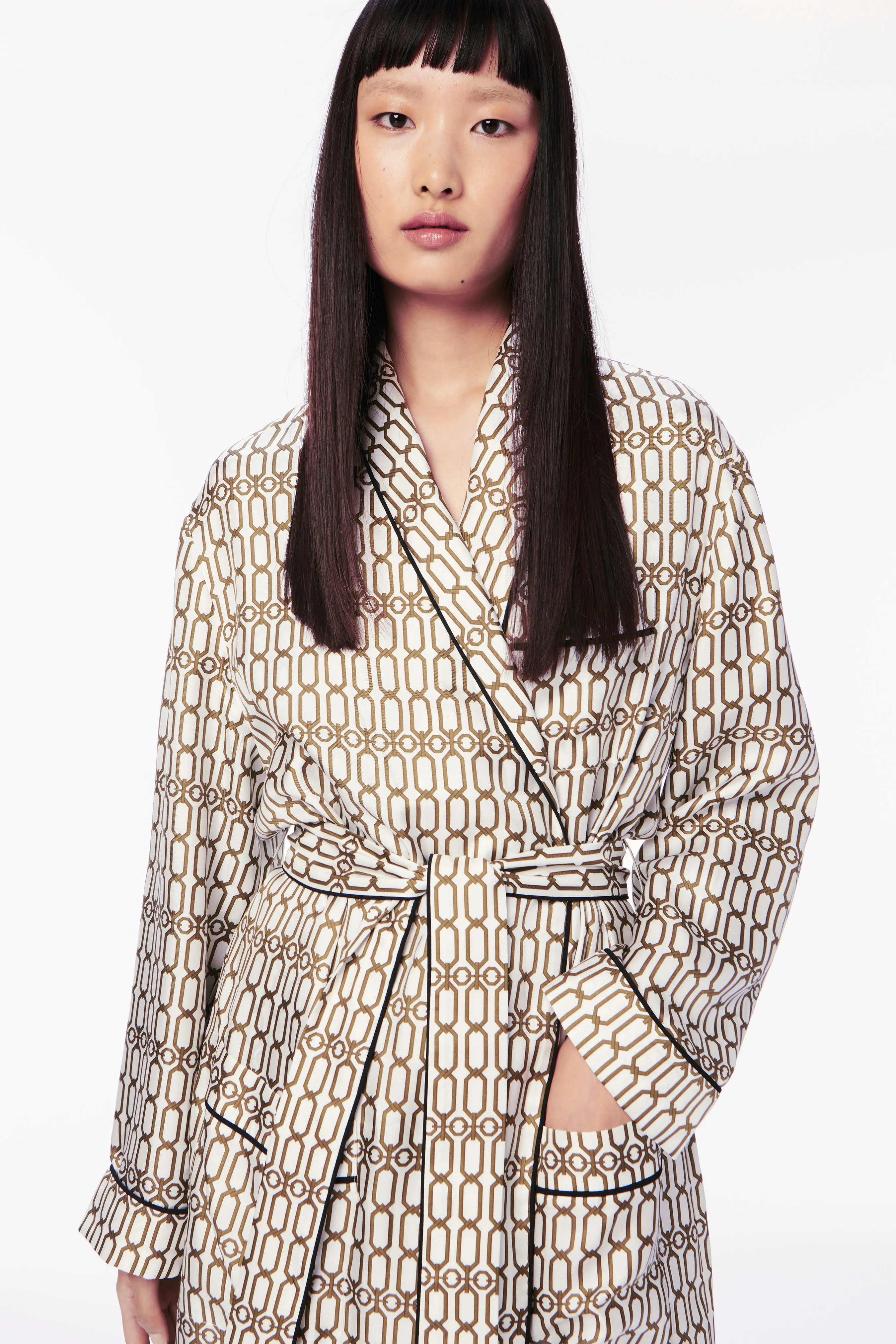 Chain Print Robe in Ivory