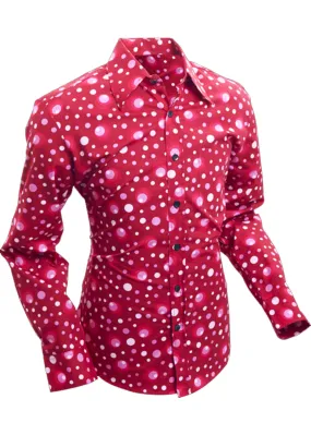 Chenaski Men's Dots &amp; Spots 70's Shirt Bordeaux