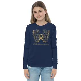 Childhood Cancer Awareness Filigree Butterfly Youth Long Sleeve Tee