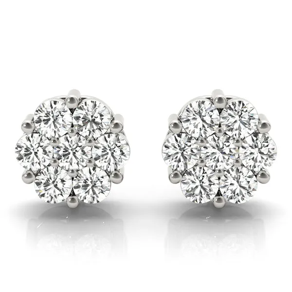 Classic 2.80 carat Diamond Cluster Stud Earrings