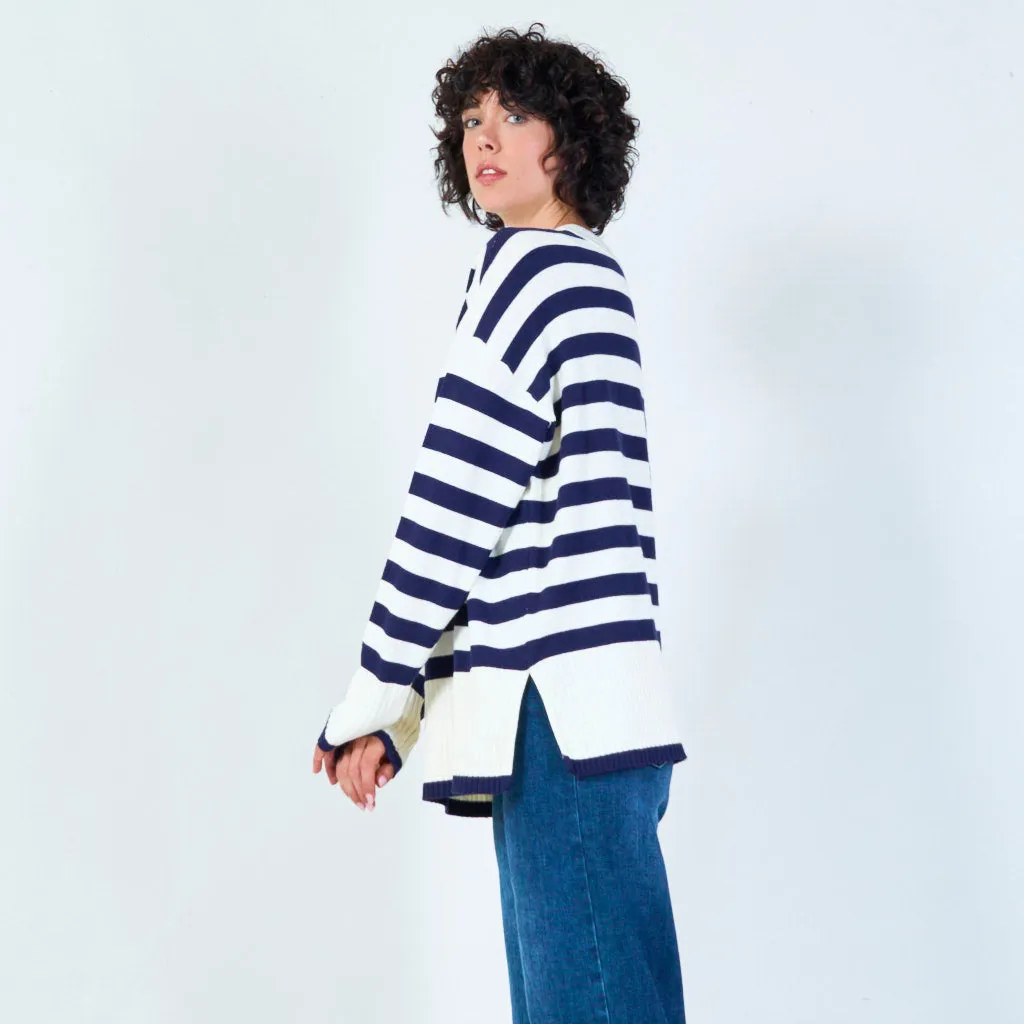 Classic bold stripe sweater wholesale