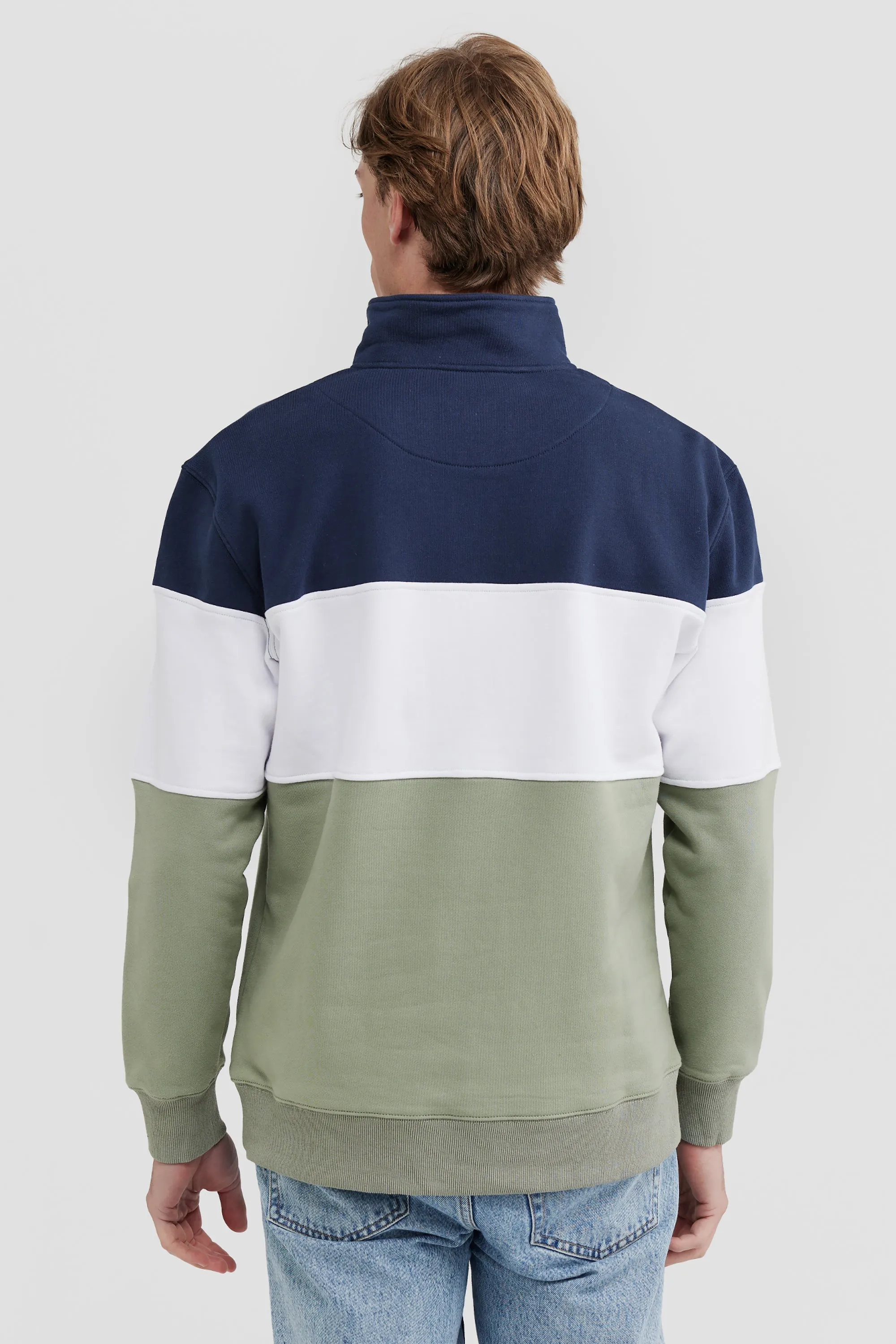 Classic Logo Quarter Zip Navy and Dusty Olive