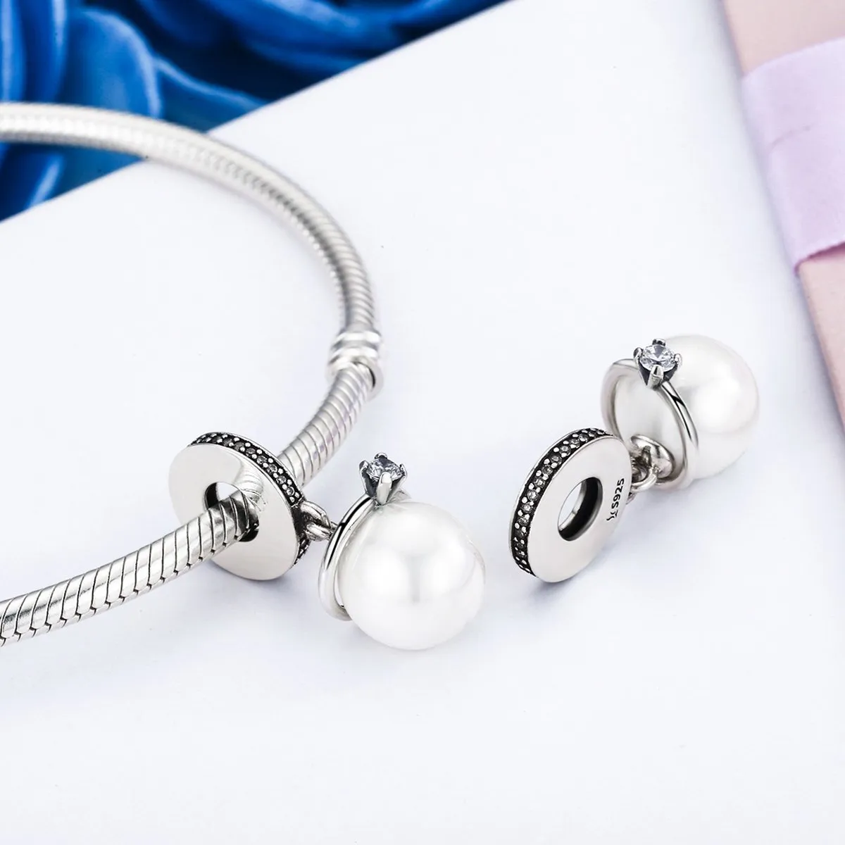 Classic Pearl 925 Sterling Silver Dangle Charm