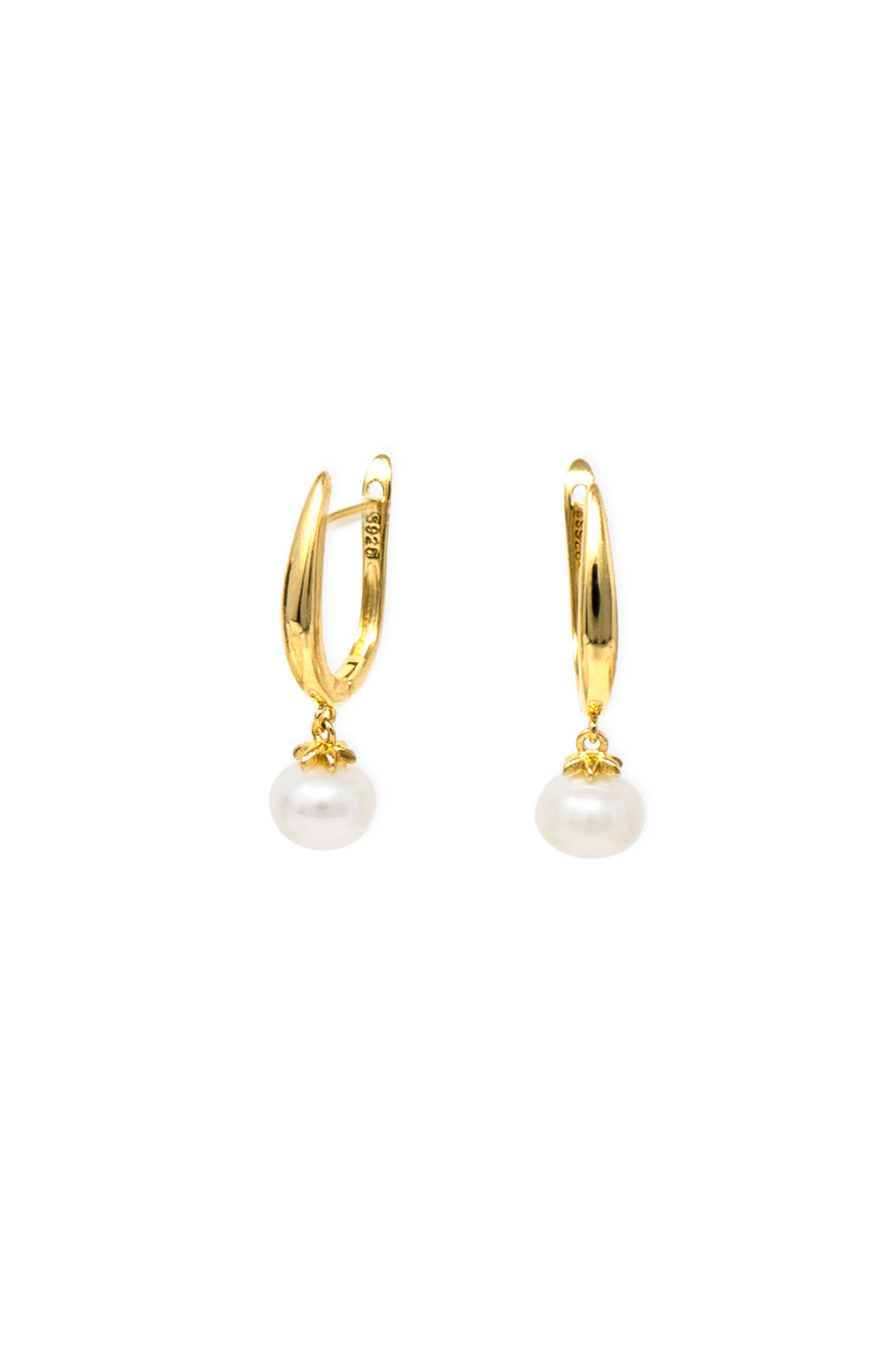 Classic Pearl Drop Sterling Silver Hoop Earrings