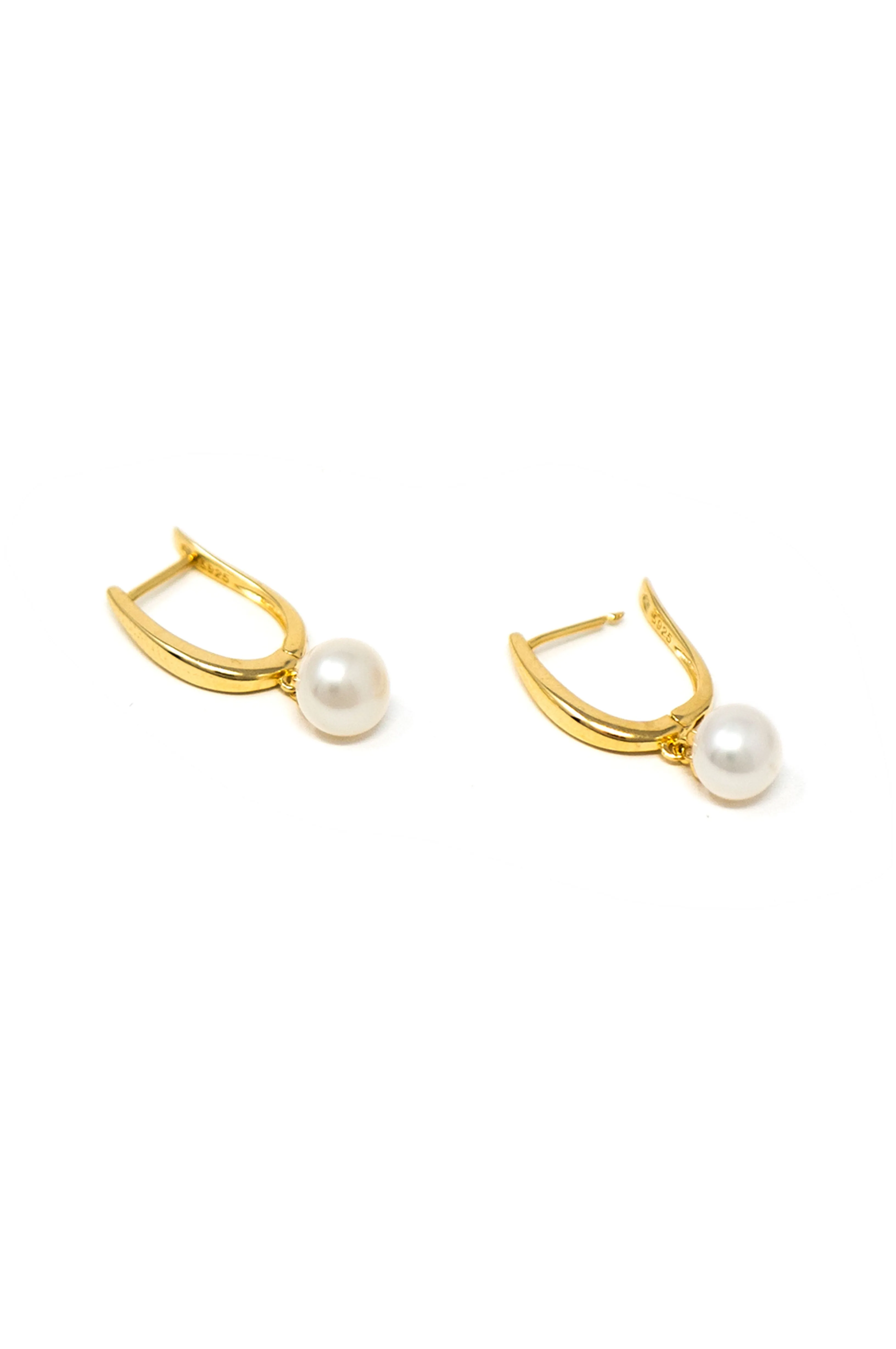 Classic Pearl Drop Sterling Silver Hoop Earrings