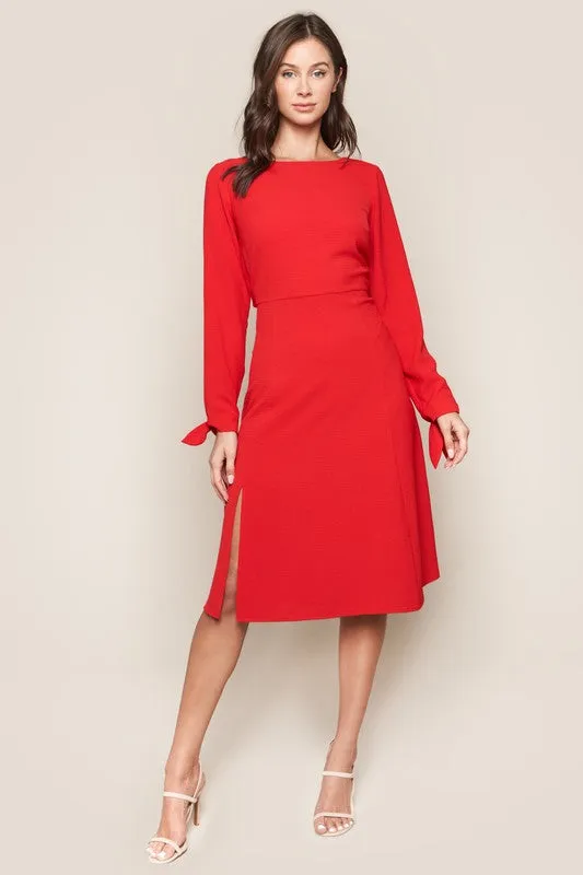 Classic Red Open Back Midi Dress