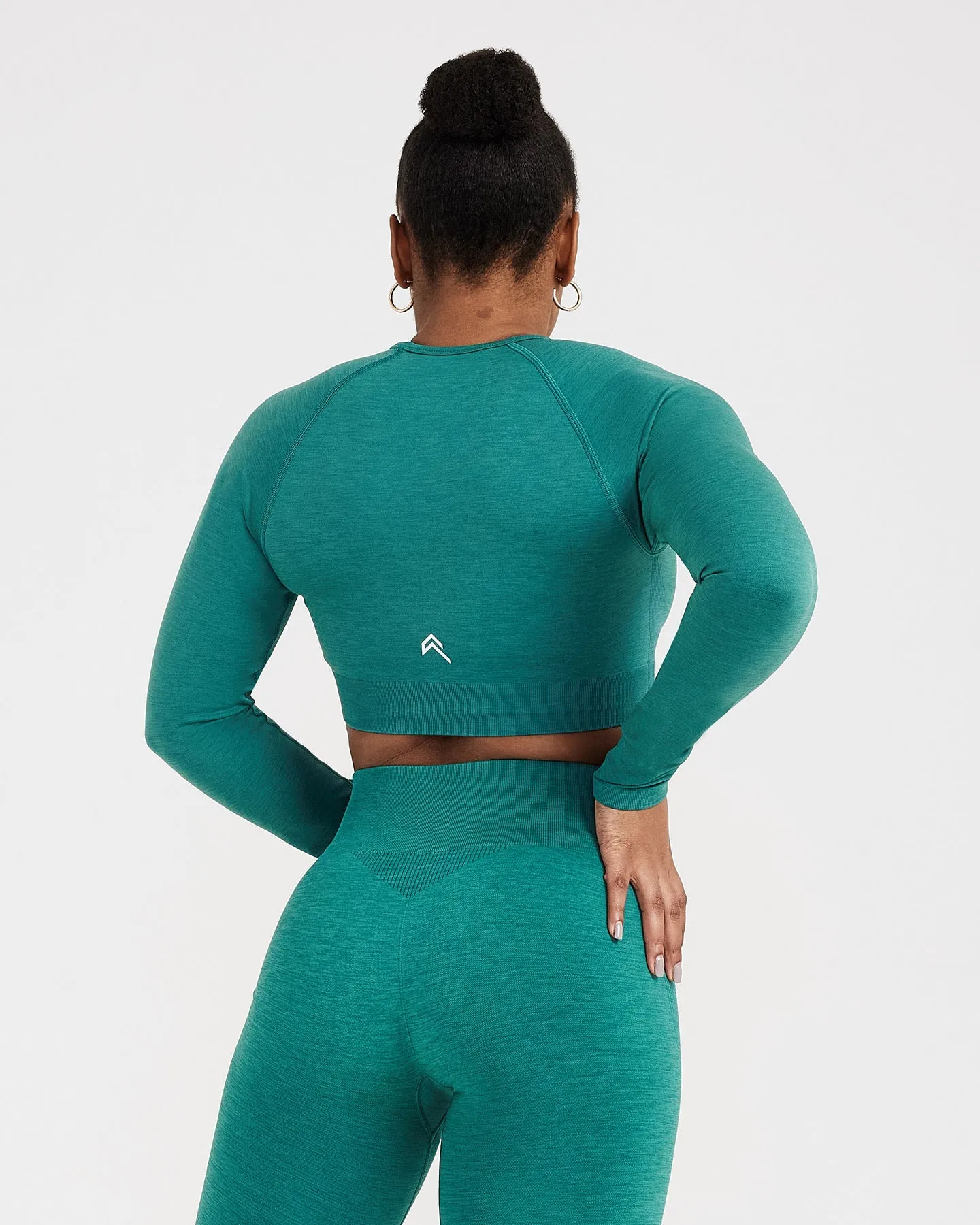 Classic Seamless 2.0 Long Sleeve Crop Top | Mineral Green Marl