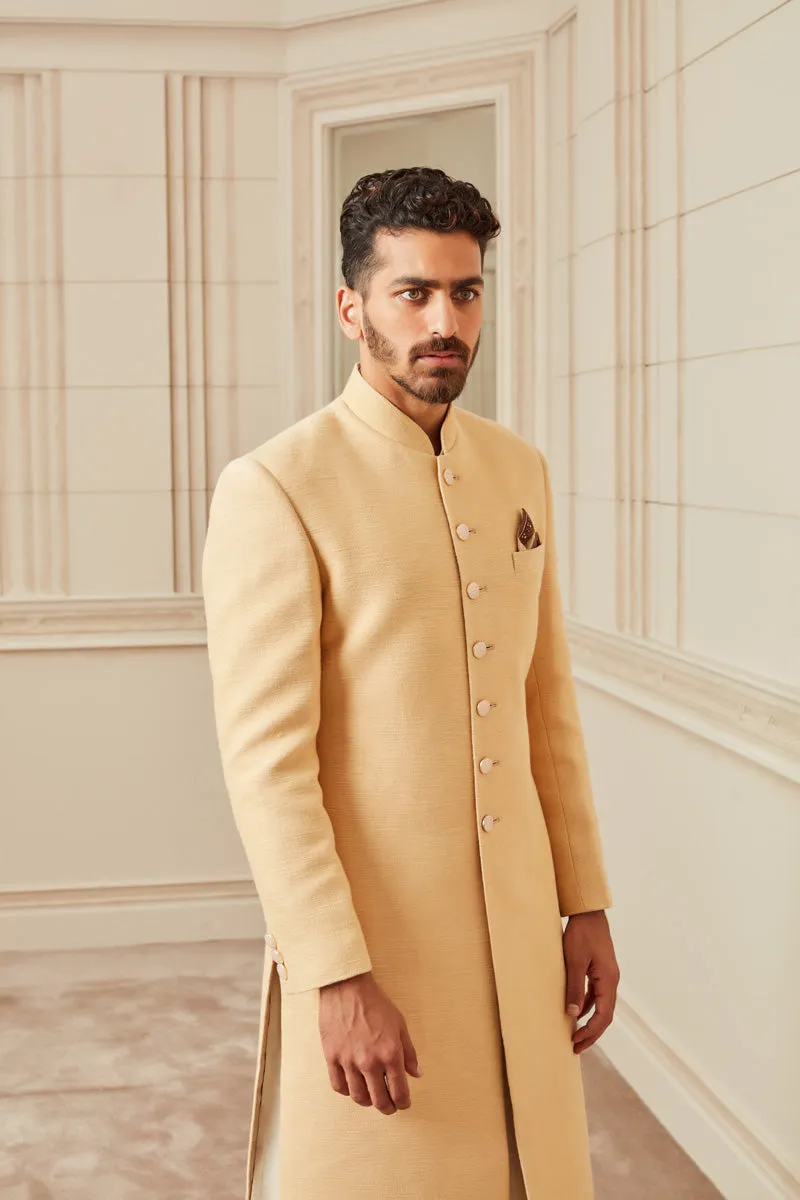 Classic Zero Point Collar Tussar Gold Sherwani