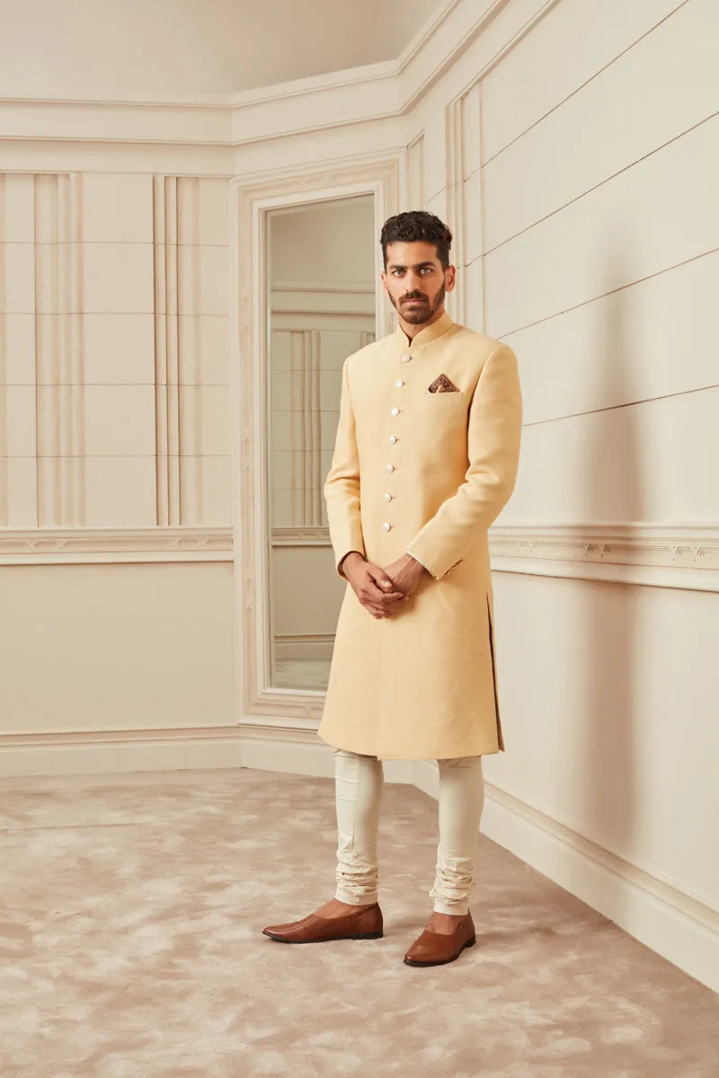 Classic Zero Point Collar Tussar Gold Sherwani