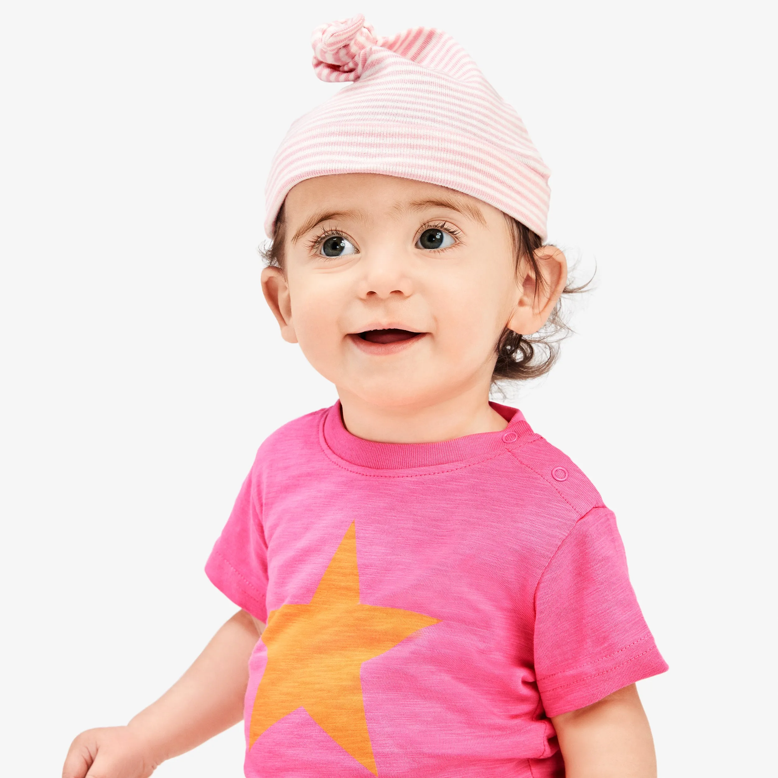 Clearance baby organic hat in mini stripe