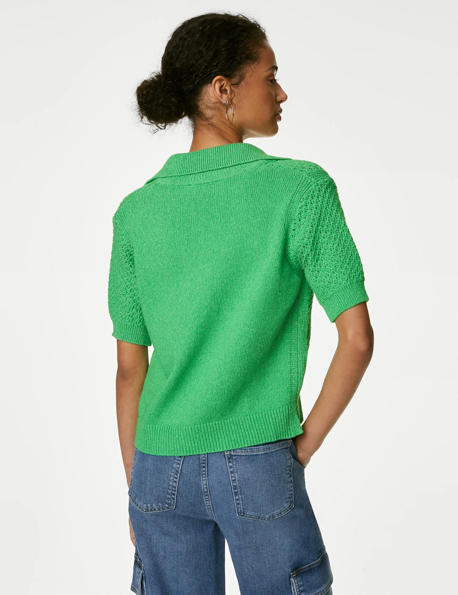 Cotton Rich Collared Knitted Top