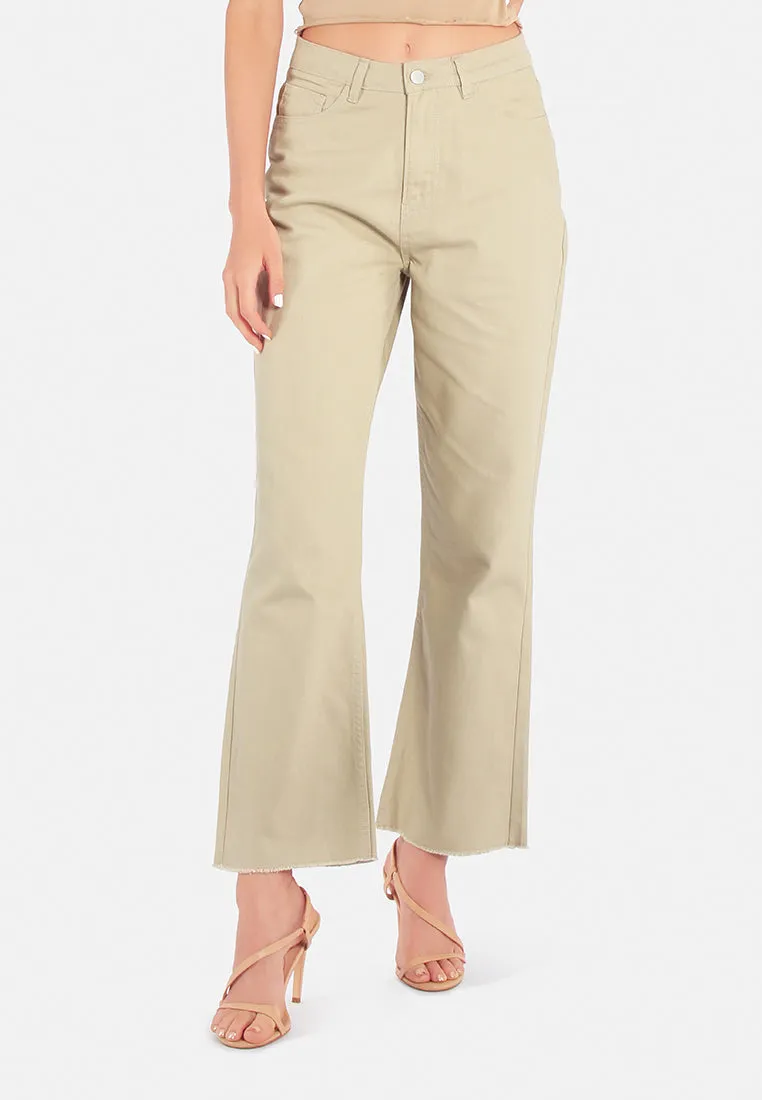 Cotton Wide Fit High Waist Trousers