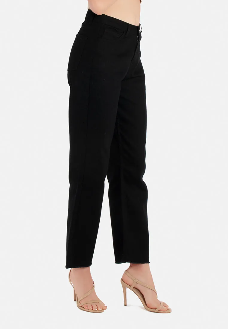 Cotton Wide Fit High Waist Trousers