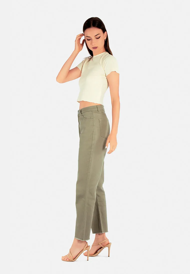 Cotton Wide Fit High Waist Trousers