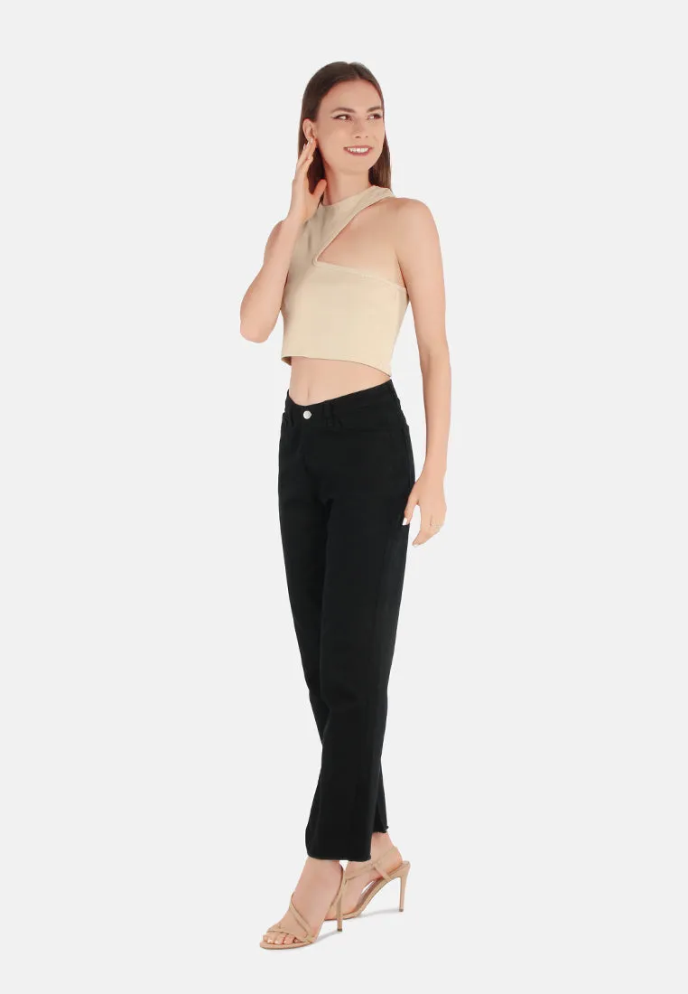 Cotton Wide Fit High Waist Trousers