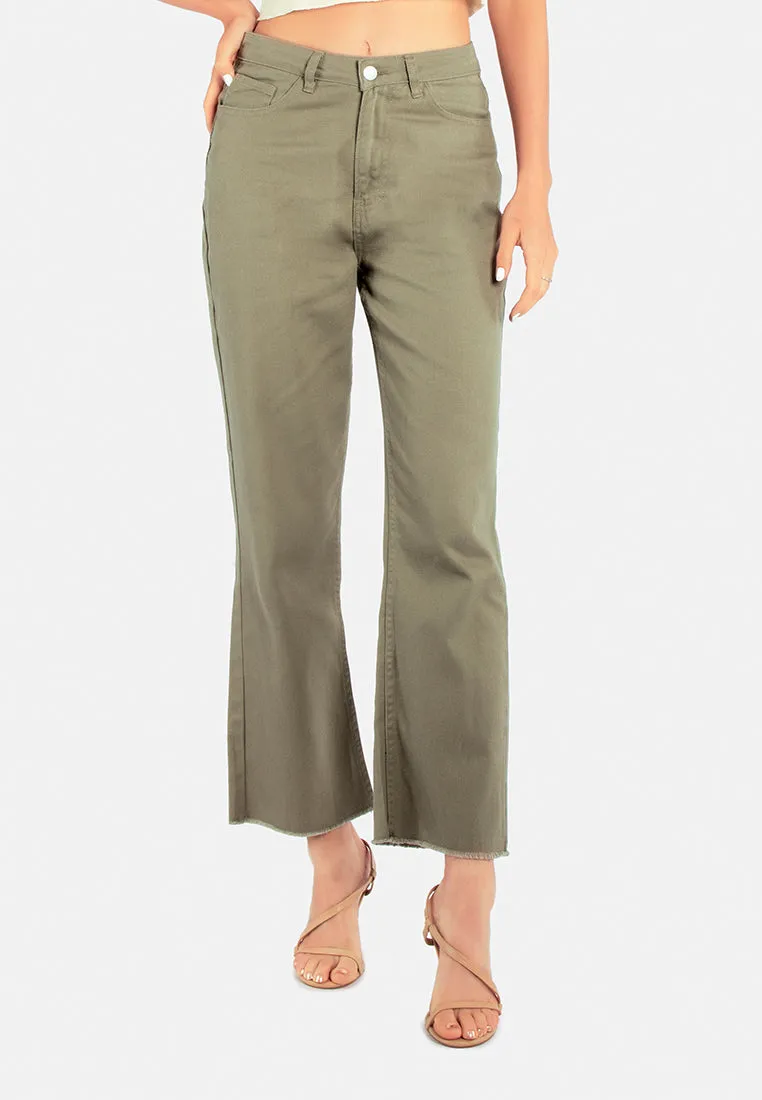 Cotton Wide Fit High Waist Trousers