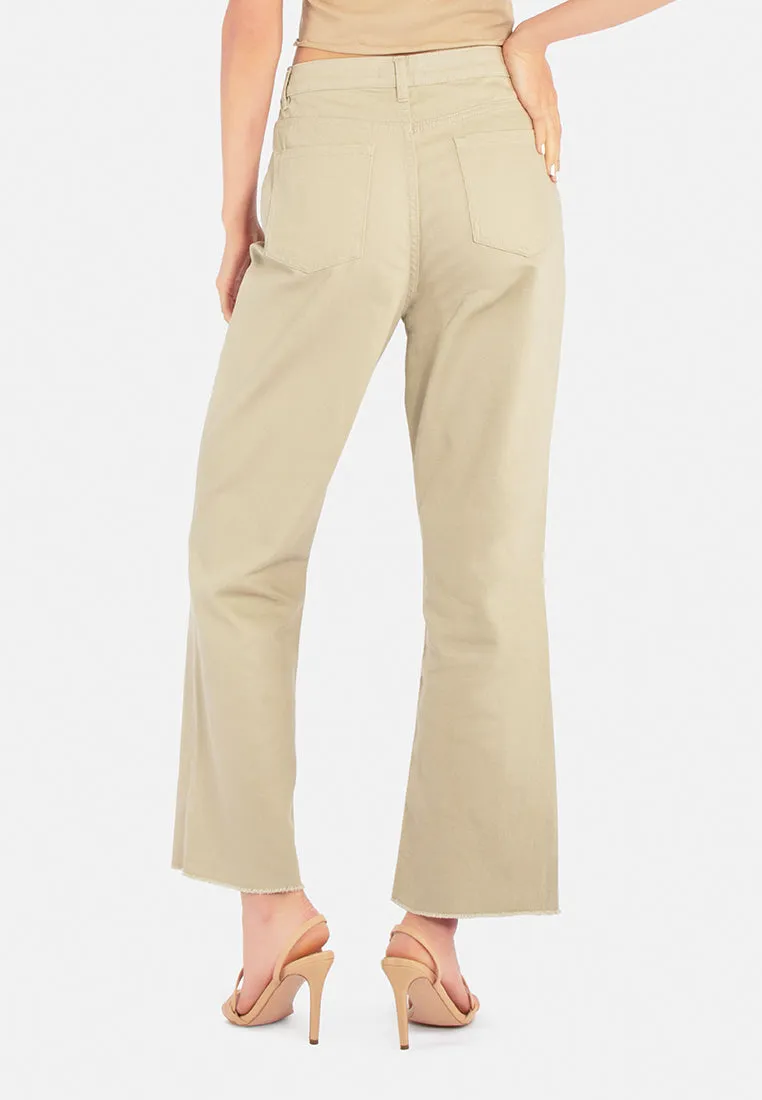 Cotton Wide Fit High Waist Trousers