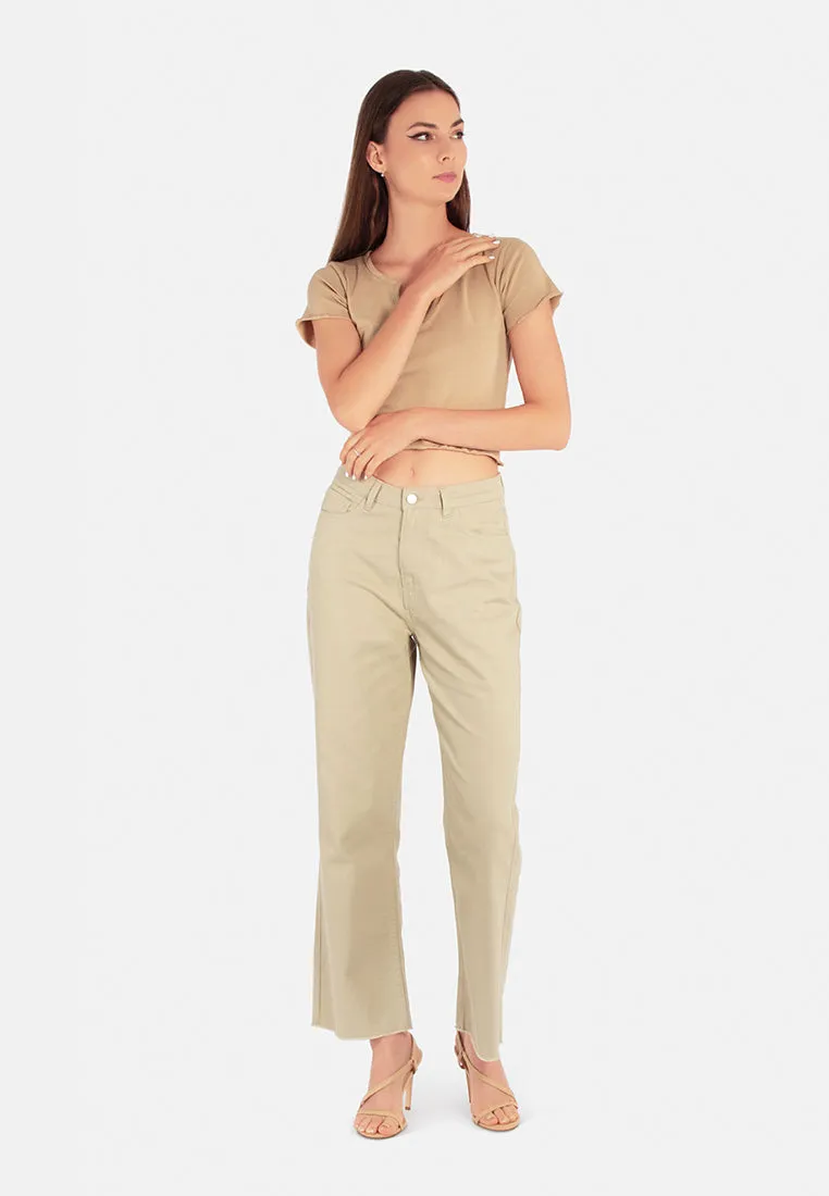 Cotton Wide Fit High Waist Trousers