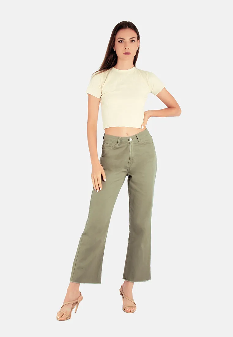 Cotton Wide Fit High Waist Trousers