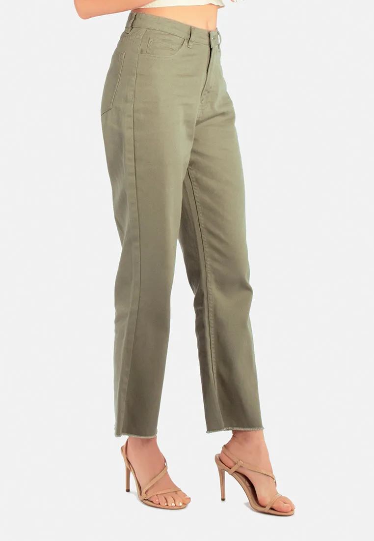 Cotton Wide Fit High Waist Trousers