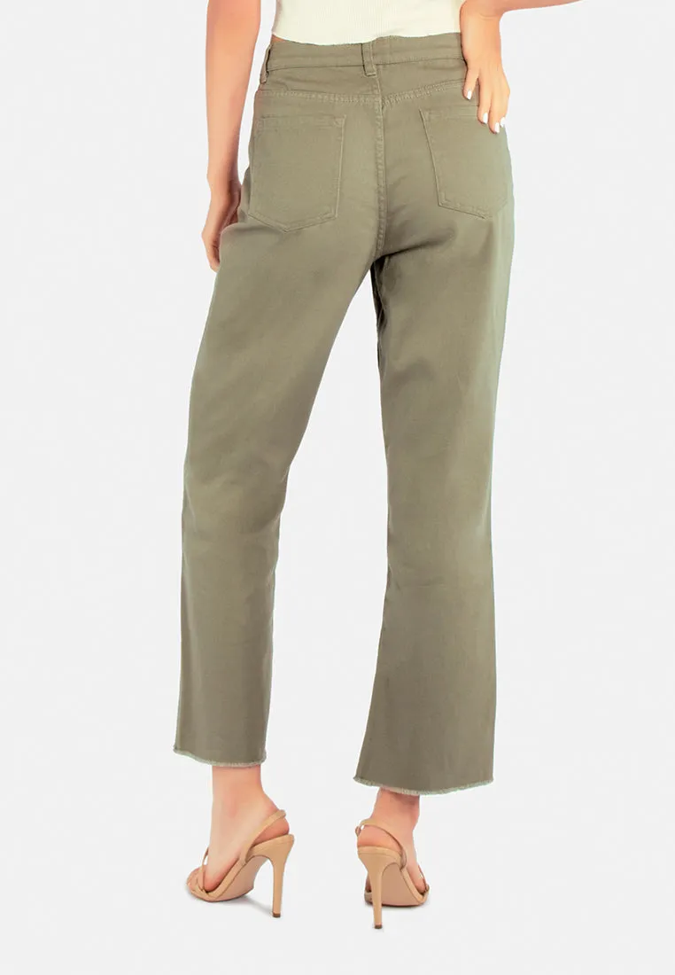 Cotton Wide Fit High Waist Trousers