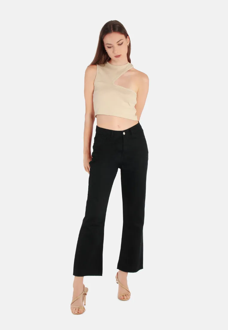 Cotton Wide Fit High Waist Trousers