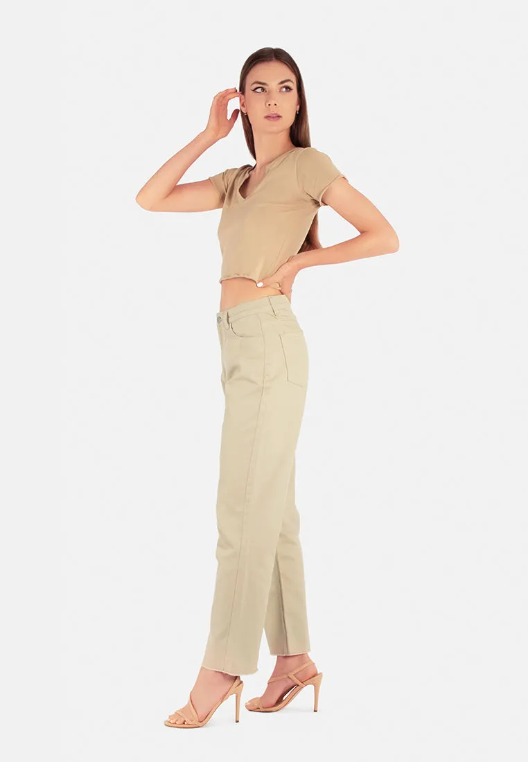 Cotton Wide Fit High Waist Trousers