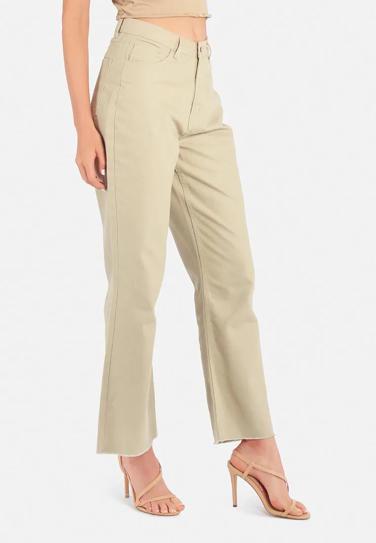 Cotton Wide Fit High Waist Trousers