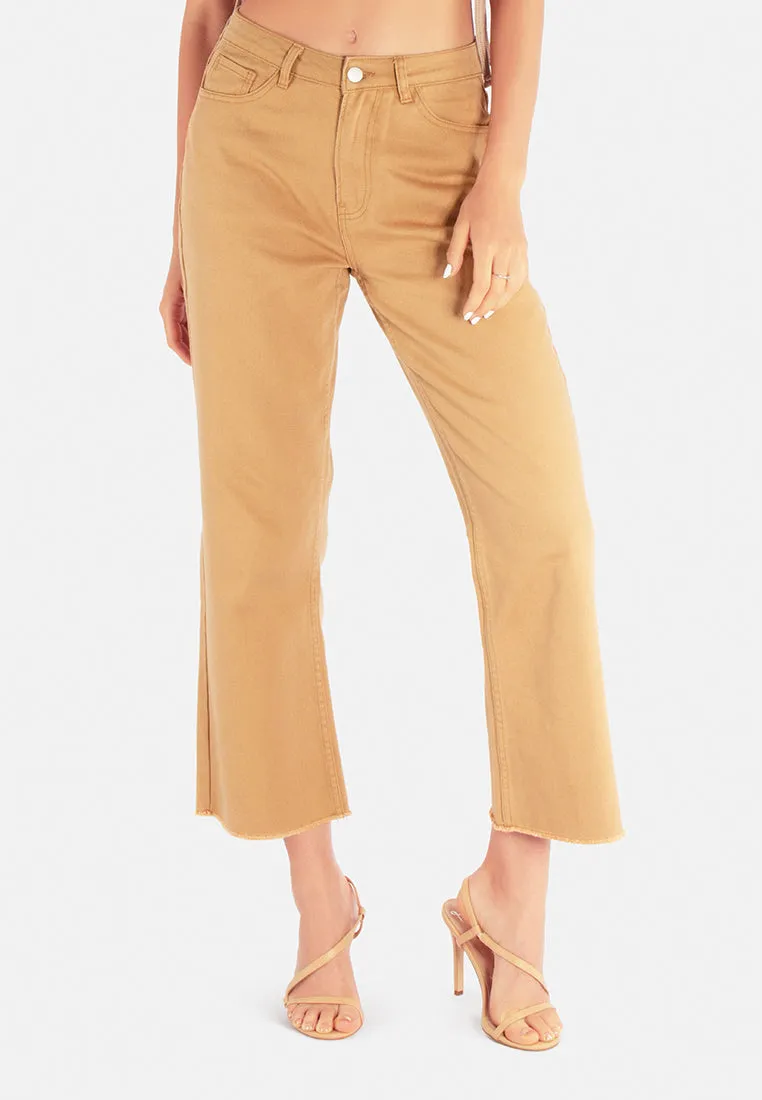 Cotton Wide Fit High Waist Trousers