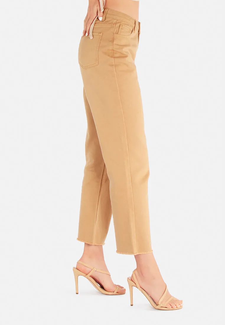 Cotton Wide Fit High Waist Trousers