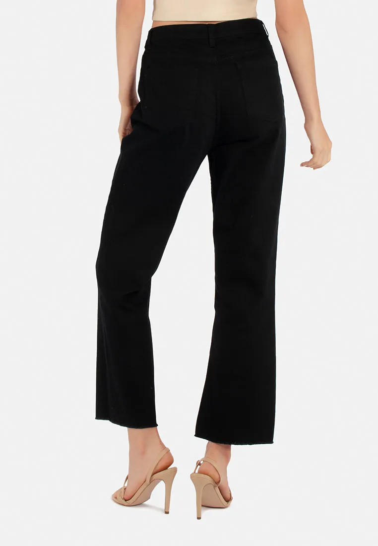 Cotton Wide Fit High Waist Trousers