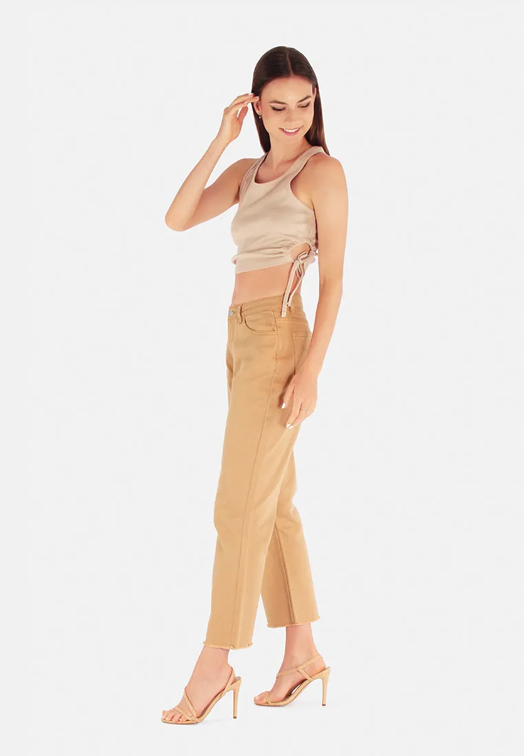 Cotton Wide Fit High Waist Trousers