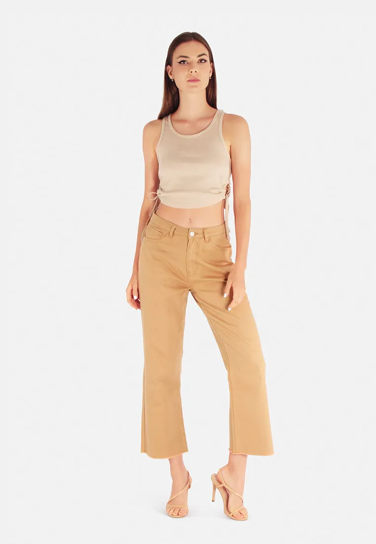 Cotton Wide Fit High Waist Trousers