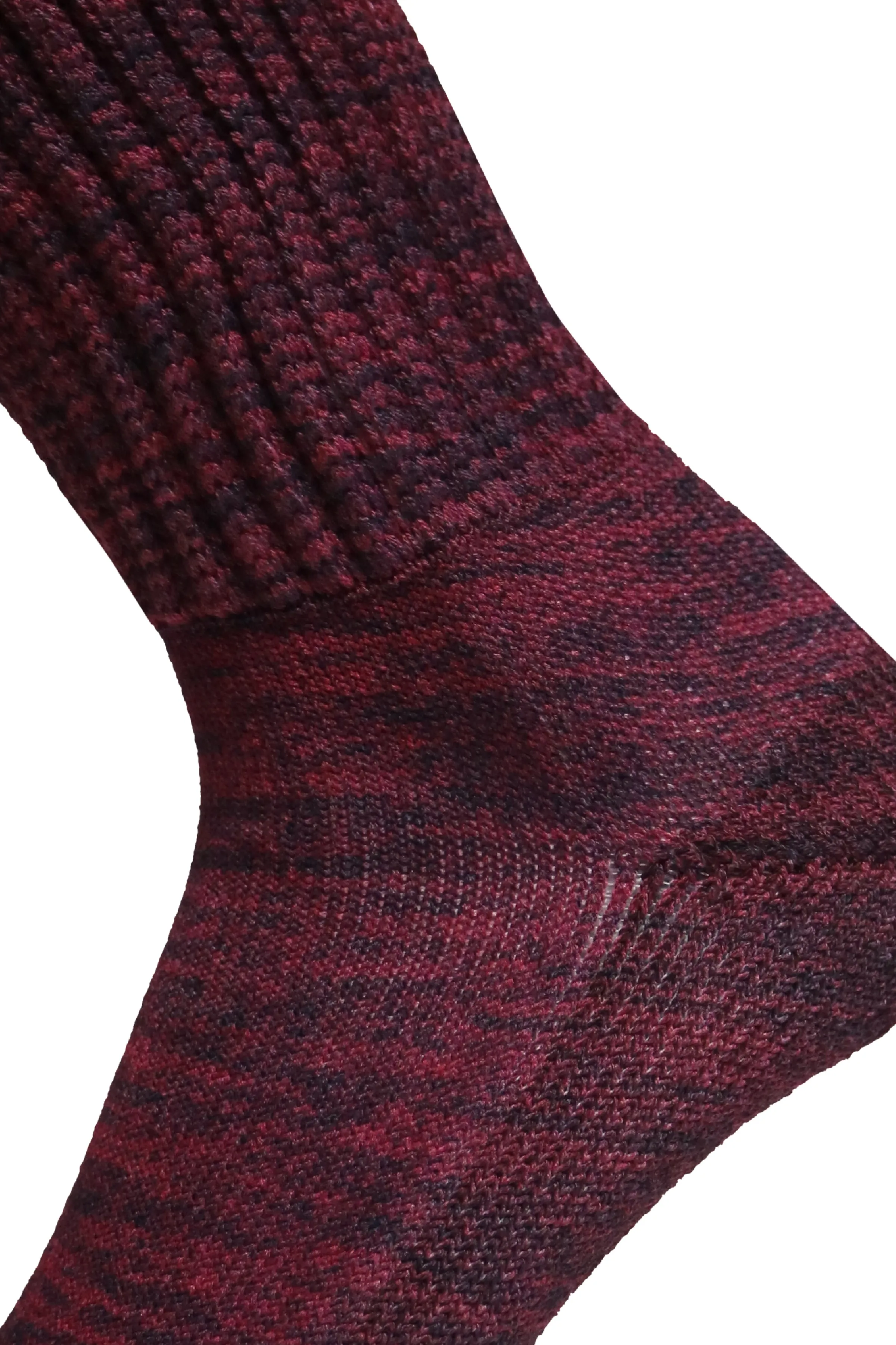 Cozy Diabetic Comfort Relax Fit Heather Maroon Crew Socks