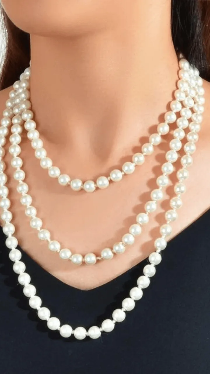 Cream Pearl Beads Necklace JU0220