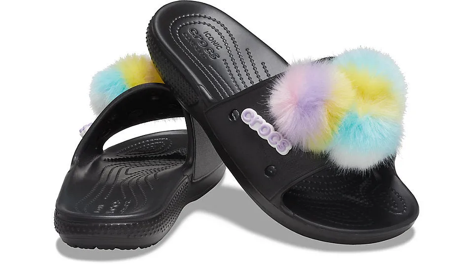 Crocs Classic Fur Sure Slide Black