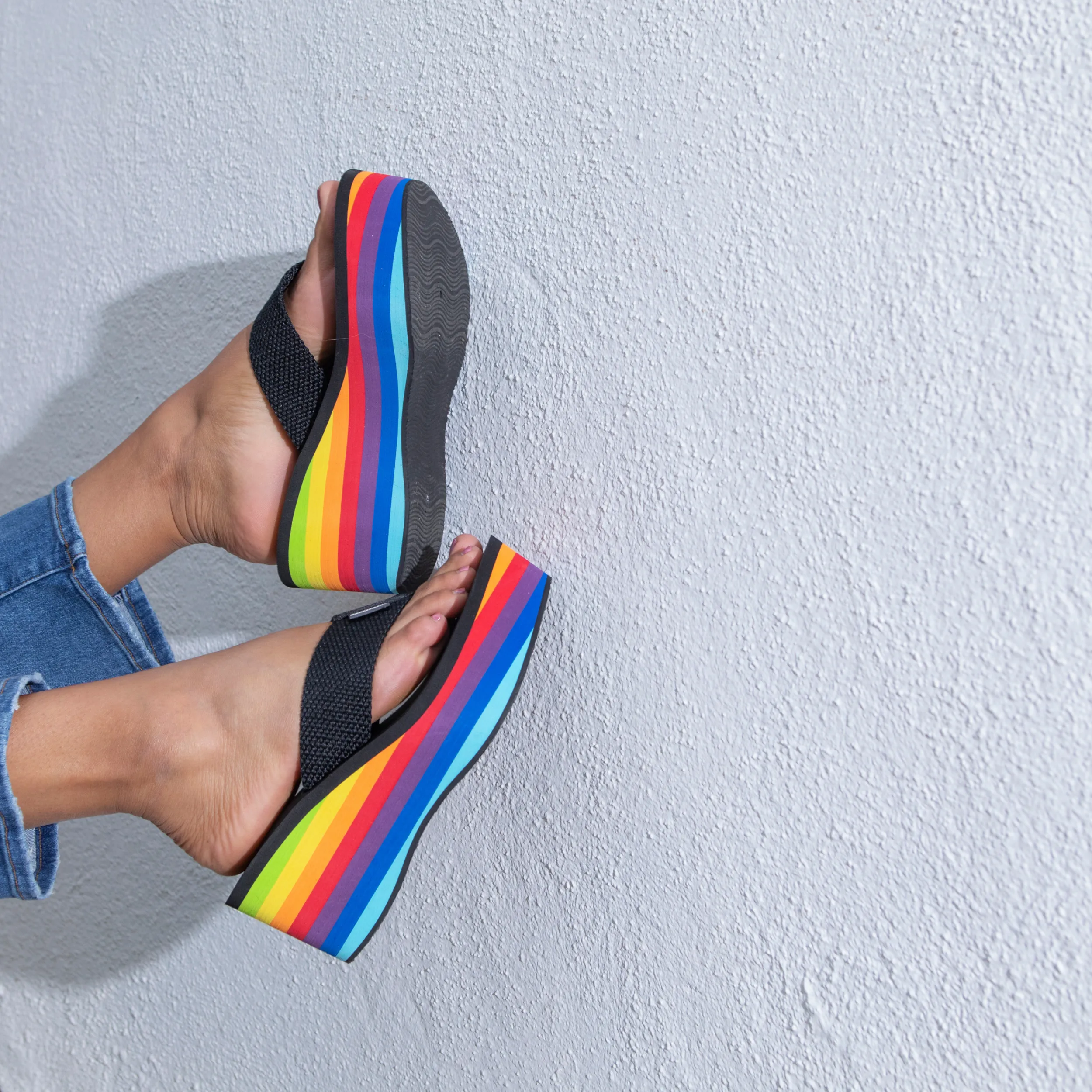 Crush Rainbow Black Platform Flip Flop