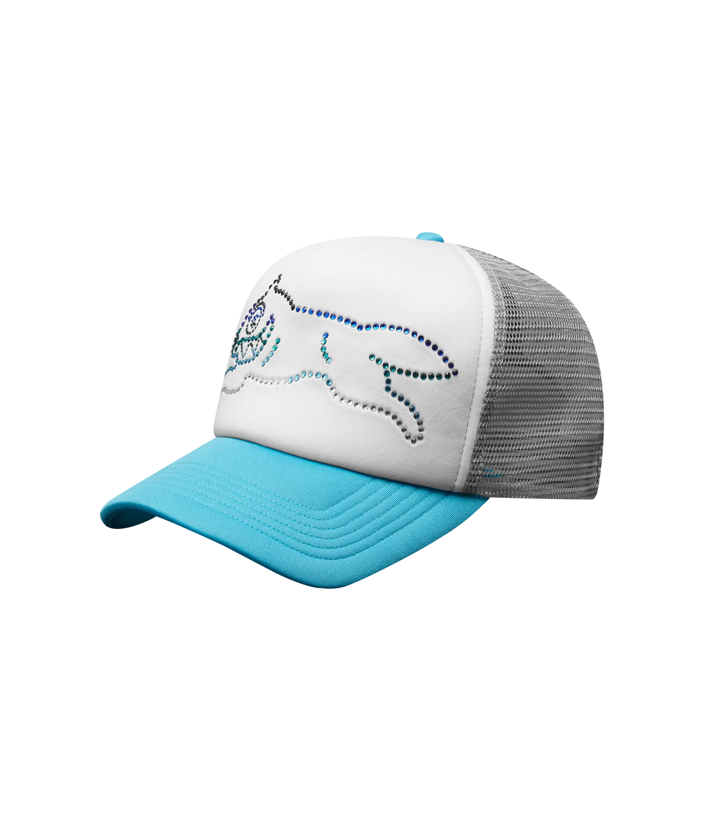 CRYSTAL RUNNING DOG TRUCKER CAP - BLUE