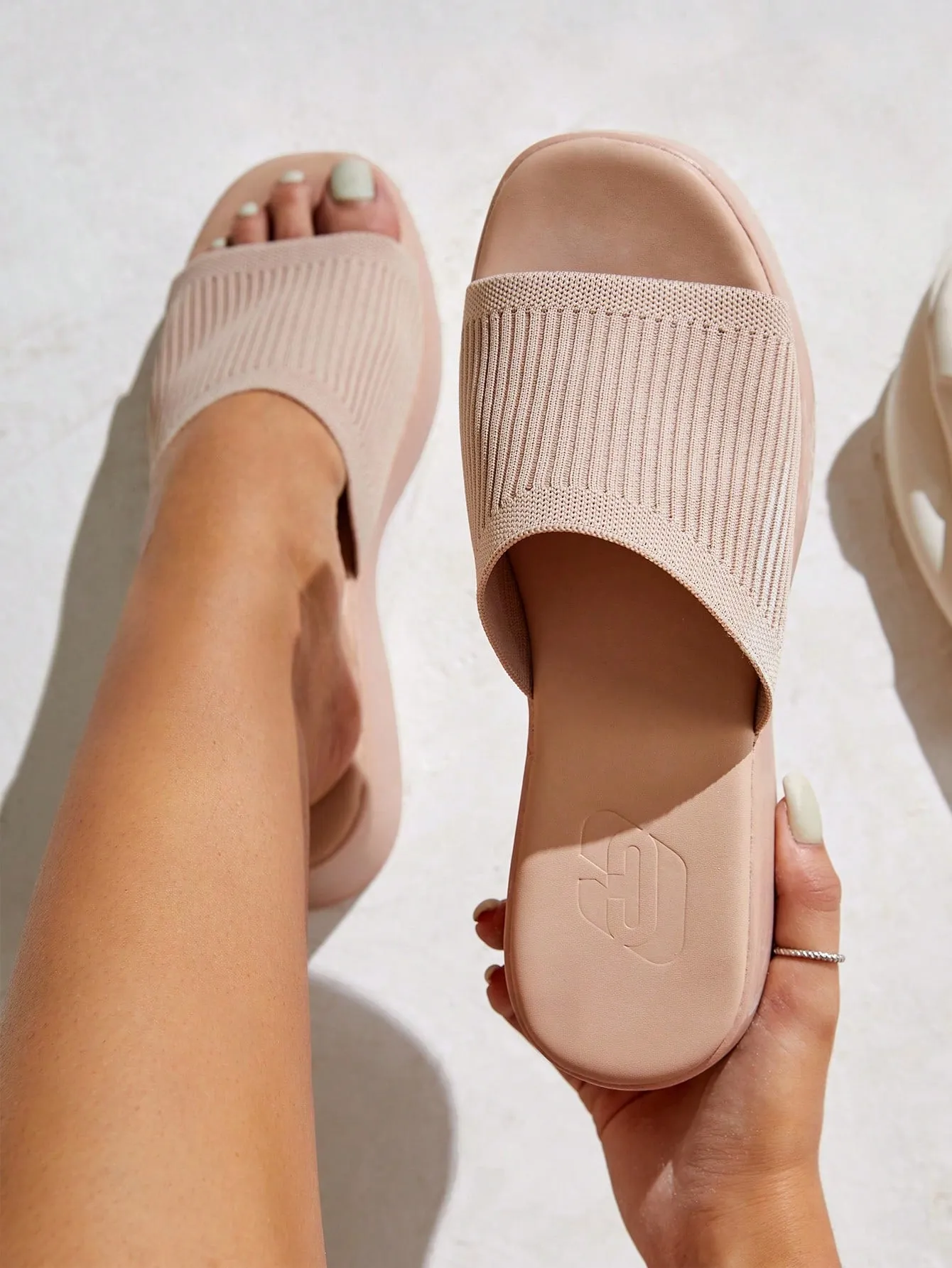 CUCCOO BASICS Fashion Pink Wedge Slide Sandals ForWoman Shoes, Fabric Single Band Sandals For Spring And Summer Vacation Shoes Summer Sale