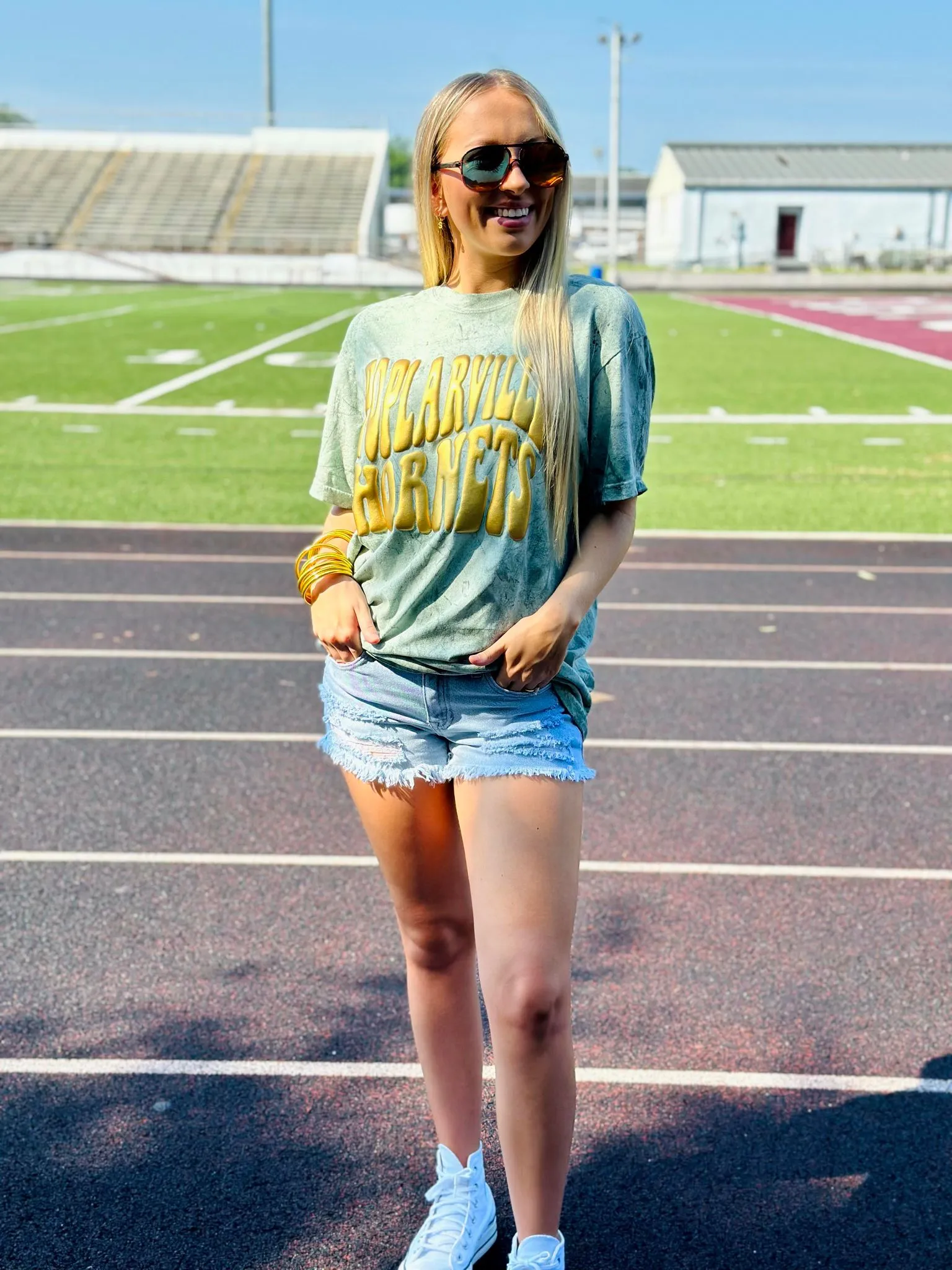 Custom School Retro Wavey Puff Acid Washed Tee