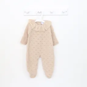 Dandelion Girls Beige Ruffle Neck Onesie