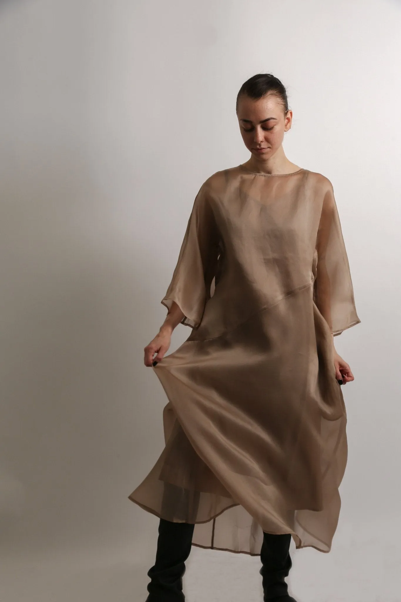 DAVA DIAGONAL SEAM DRESS IN SILK ORGANZA DRESS