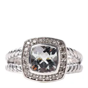 David Yurman Silver Sterling Diamond Prasiolite Albion Ring