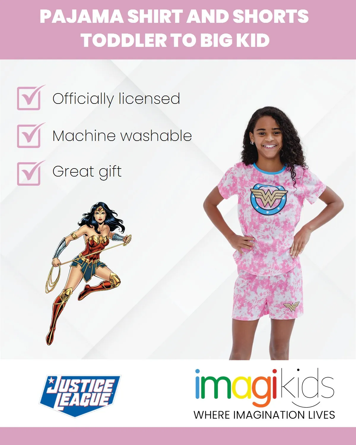 DC Comics Justice League Wonder Woman Pajama Shirt and Shorts