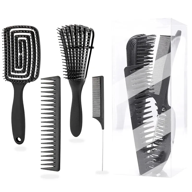 Detangling Brush 4 Pieces Hair Brush Set For Afro Curly Coily Long Hair Knots Detangler Easy To Clean Hair Care Styling Tools