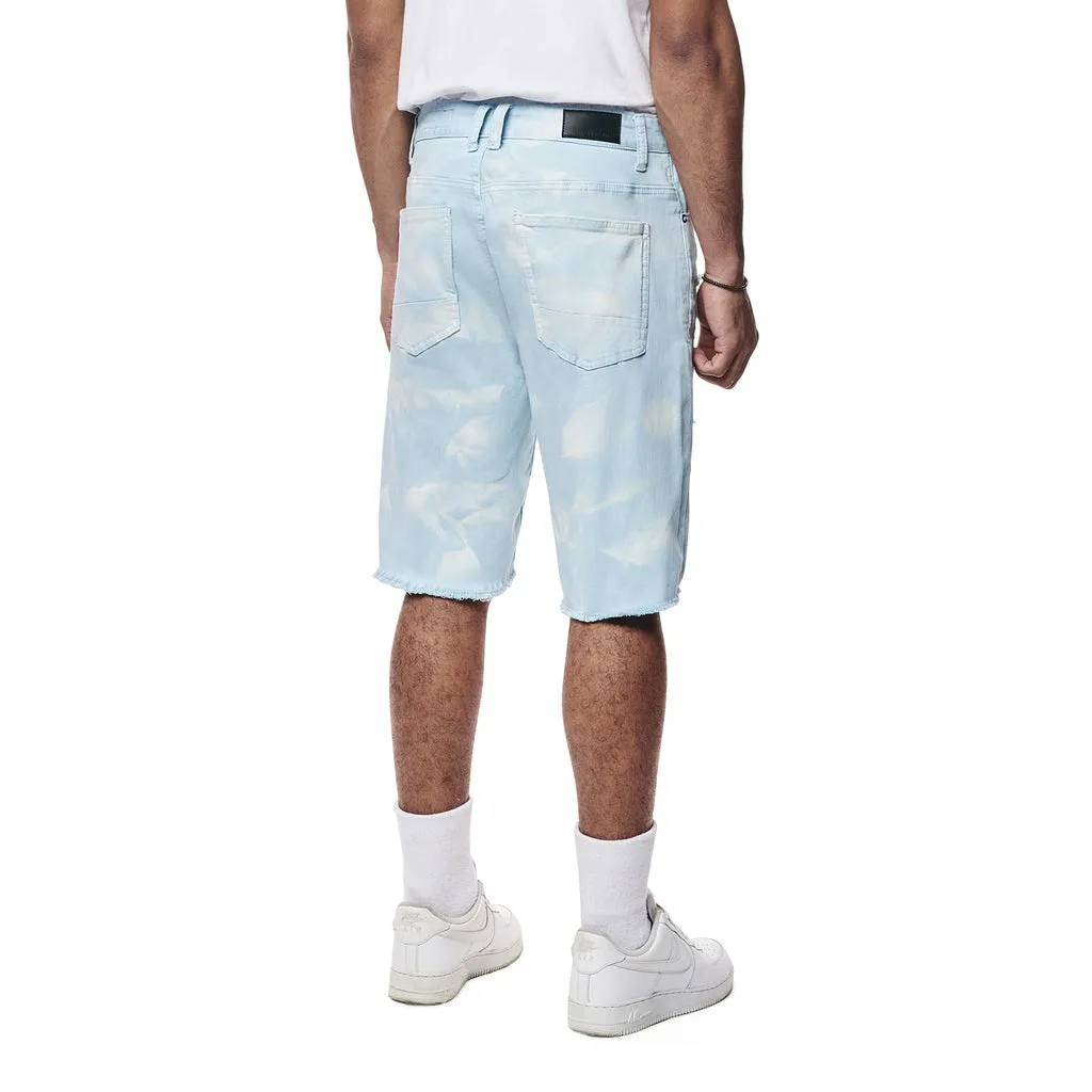 Distressed Rip & Repair Twill Shorts - Seabreeze