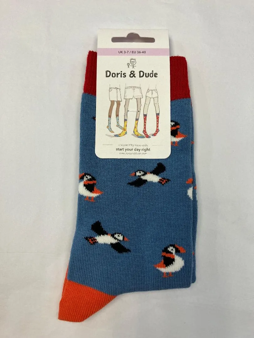 Doris & Dude Blue Puffin Socks