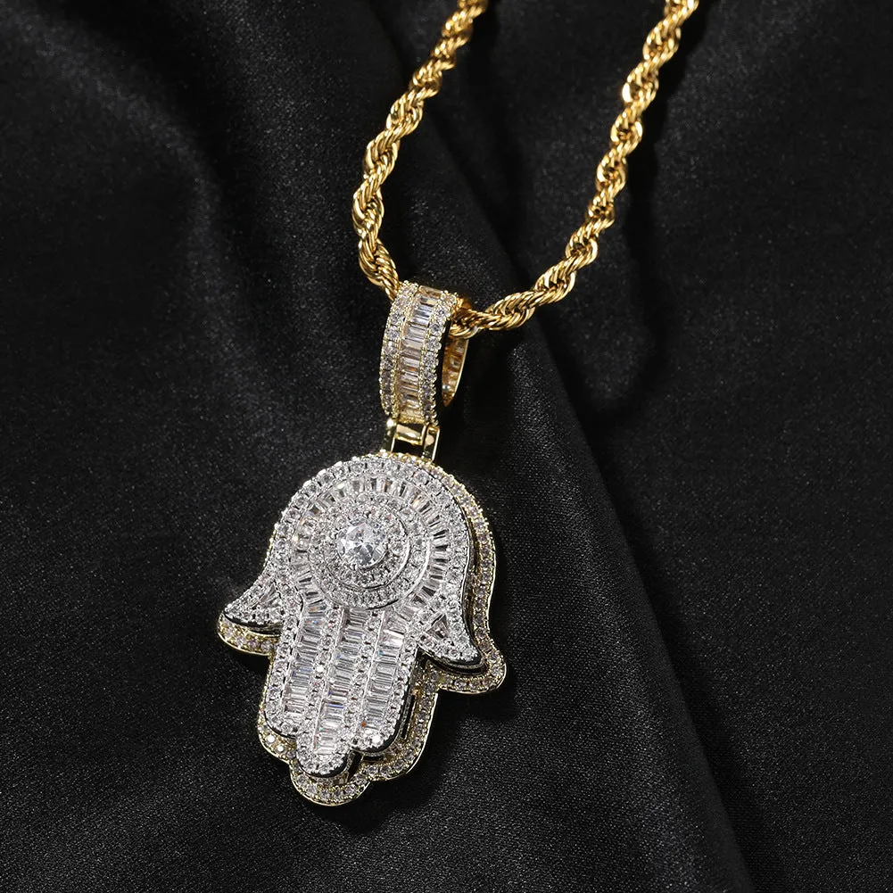 Double Layer Hamsa Hand Gold Plated Charms and Pendants