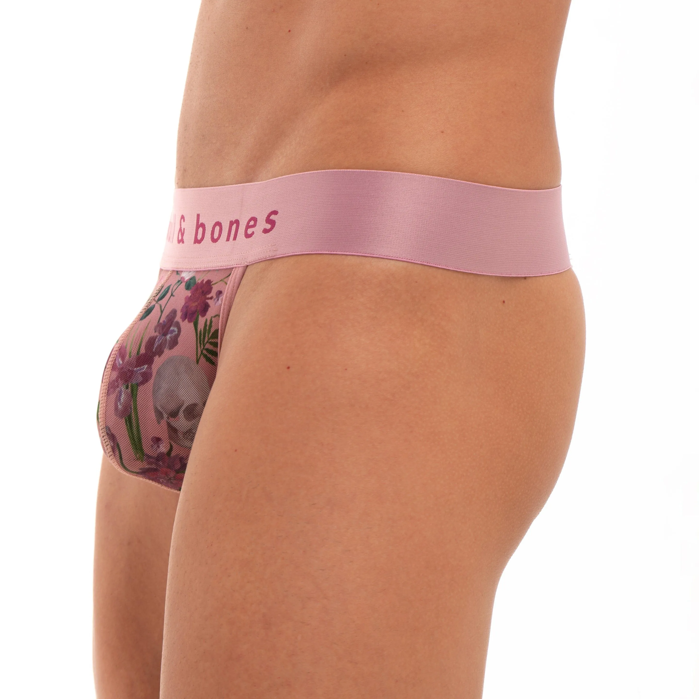 Dutch Floral Mesh Thong Pink