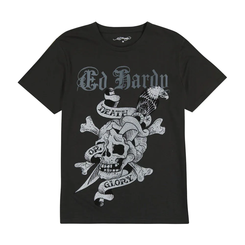 ED HARDY Rhinestone DG Skull Graphic T-Shirt